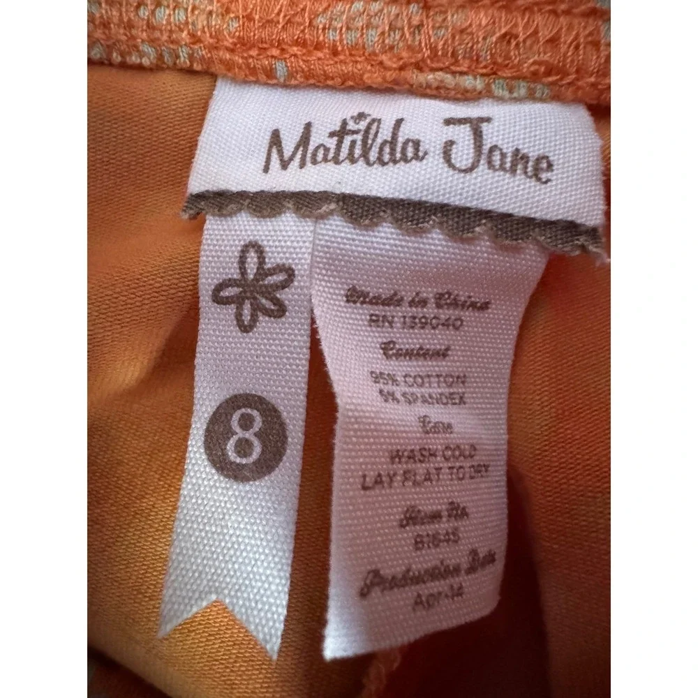 Matilda Jane Girls Sunburst Ruffle Leggings Secret Fields Orange Blue Size 8‎